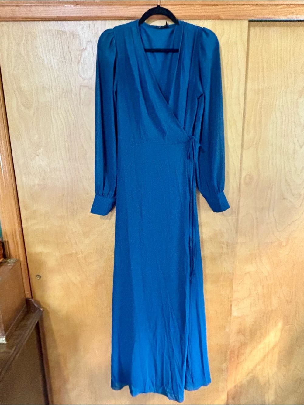 Baltic Born Teal Wrap Maxi Dress with Long Sleeves